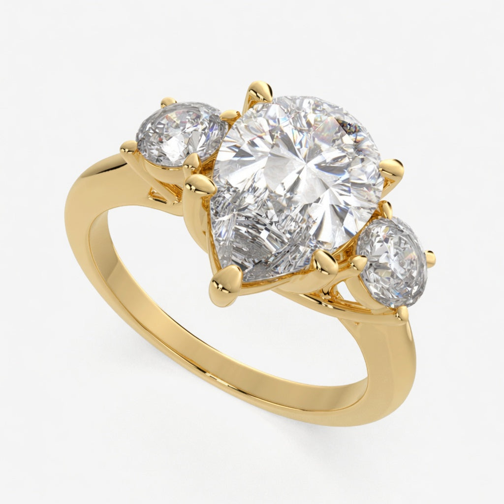 Hana 4.2 Carat Pear Cut 3 Stone Engagement Ring