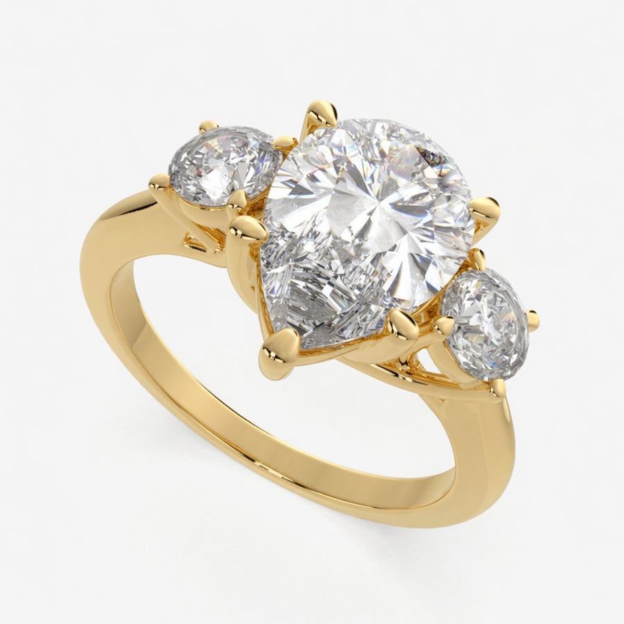 Hana 4.2 Carat Pear Cut 3 Stone Engagement Ring