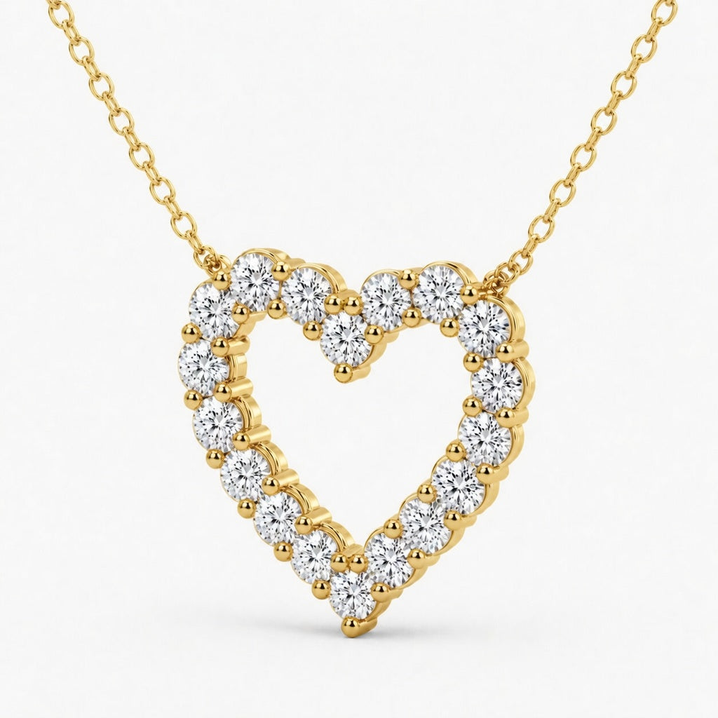 3.00 CTW Round Lab-Grown Diamond Heart Pendant with Adjustable Chain (D–F / VS1–VS2, IGI Certified)