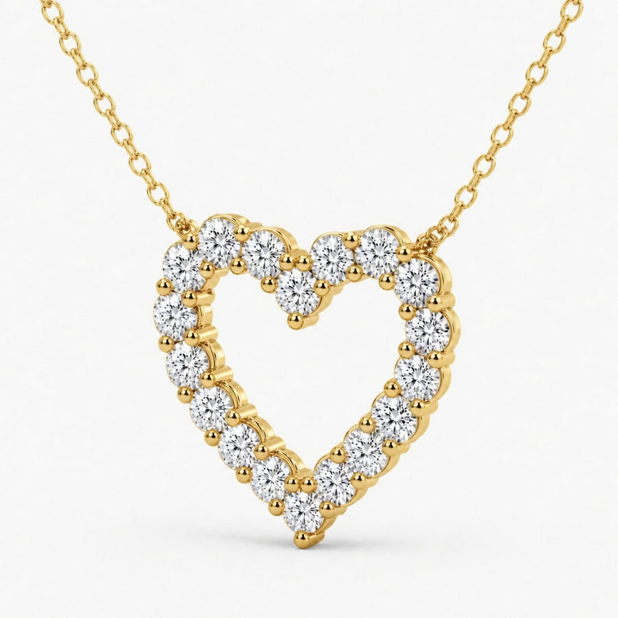 3.00 CTW Round Lab-Grown Diamond Heart Pendant with Adjustable Chain (D–F / VS1–VS2, IGI Certified)