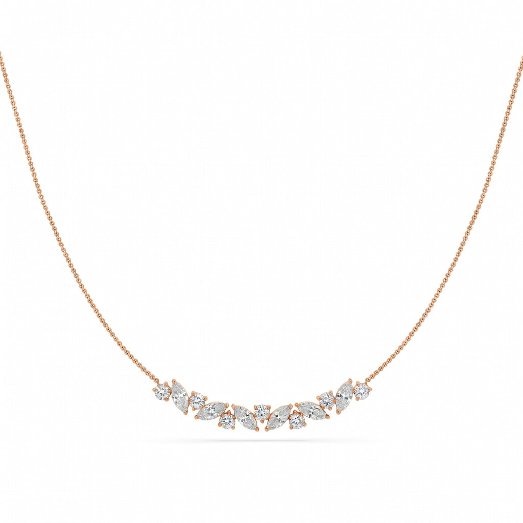 1.75 Ct Round Marquise Cut Diamond Chain Necklace VS1 D-F White Gold 14k