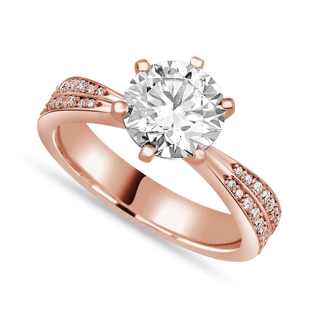 Natalia 2.42 ct Lab Grown Round Cut Double Row Pave Diamond Engagement Ring