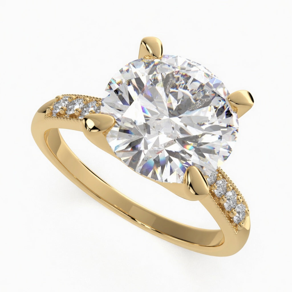 Federica 3.4 Carat Round Cut 4 Prong Engagement Ring