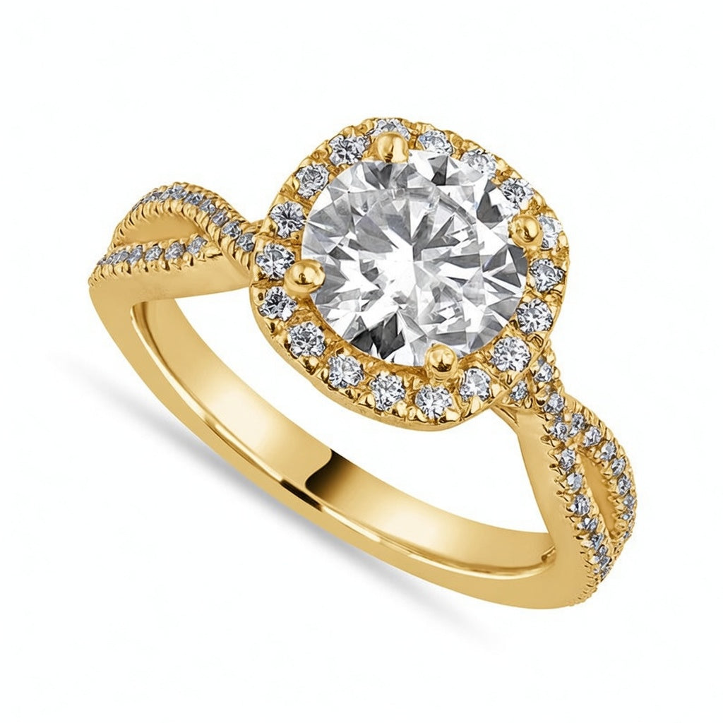Eliana 2.37 ct Lab Grown Round Cut Halo Pave Diamond Engagement Ring