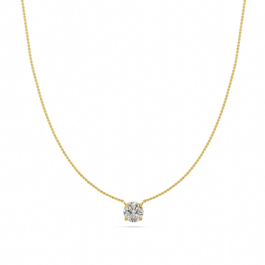 1 Ct Round Cut Diamond Pendant Necklace VS1 D-F White Gold 14k
