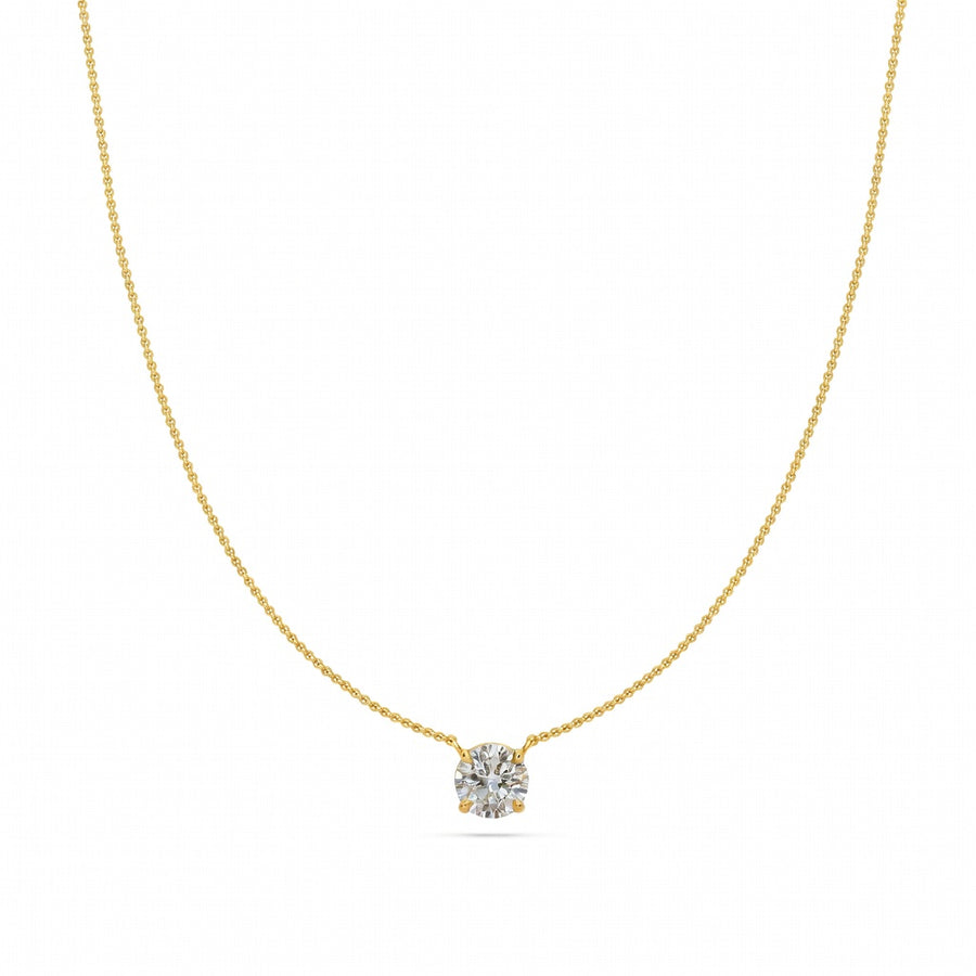 1 Ct Round Cut Diamond Pendant Necklace VS1 D-F White Gold 14k
