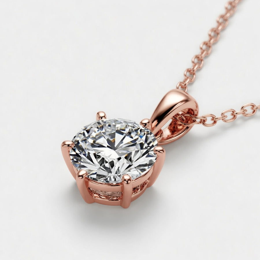 14K White Gold Six-Prong Solitaire Lab-Grown Diamond Pendant (1.00 CTW – D–F / VS1–VS2)