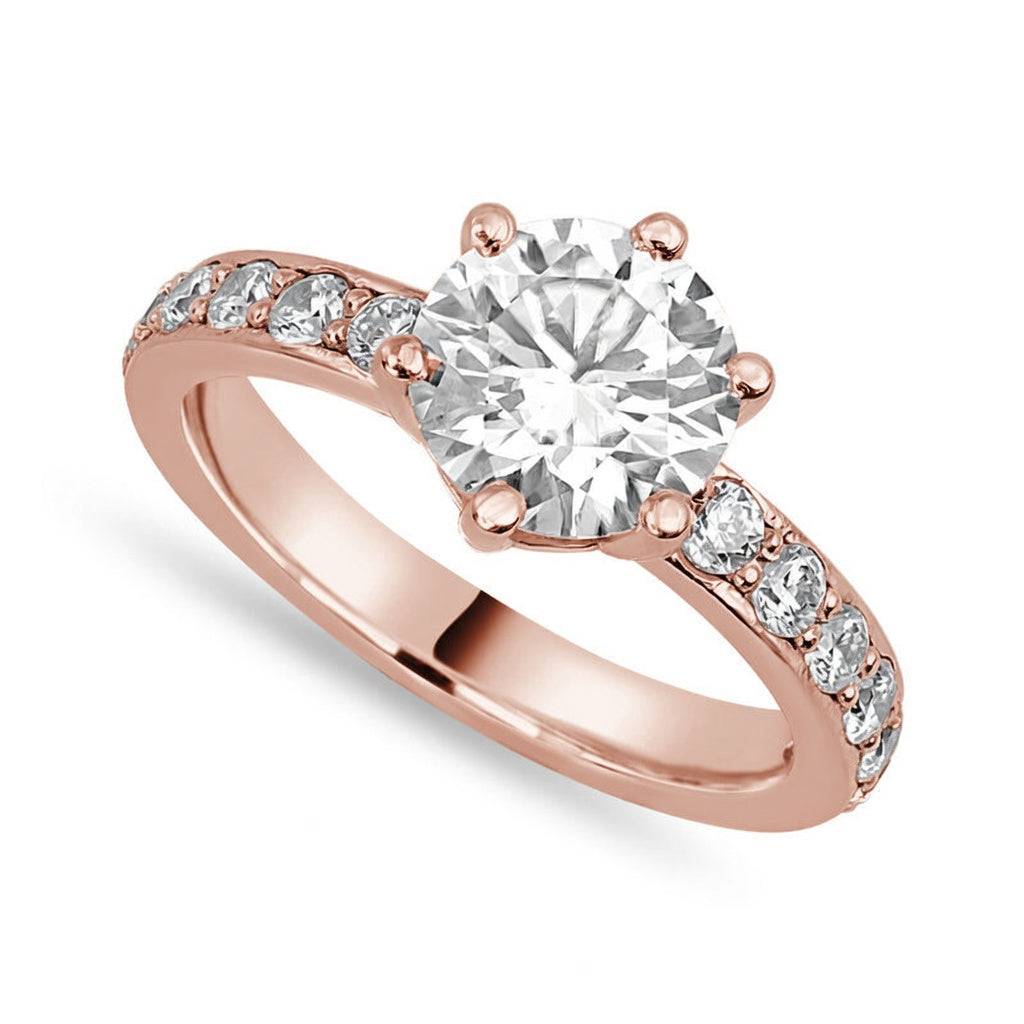 Valeria 2.61 ct Lab Grown Round Cut Double Claw Pave Diamond Engagement Ring