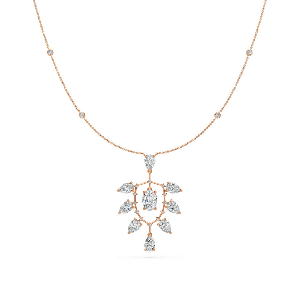 4.9 Ct Pear Oval Round Cut Diamond Pendant Necklace VS1 D-F White Gold 14k