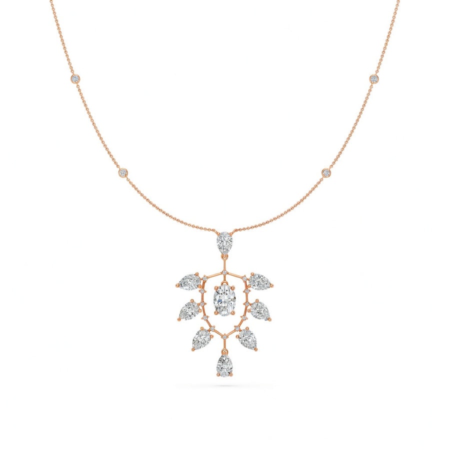 4.9 Ct Pear Oval Round Cut Diamond Pendant Necklace VS1 D-F White Gold 14k