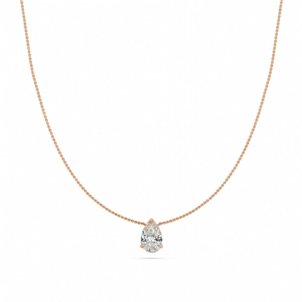 1.5 Ct Pear Cut Diamond Pendant Necklace VS1 D-F White Gold 14k