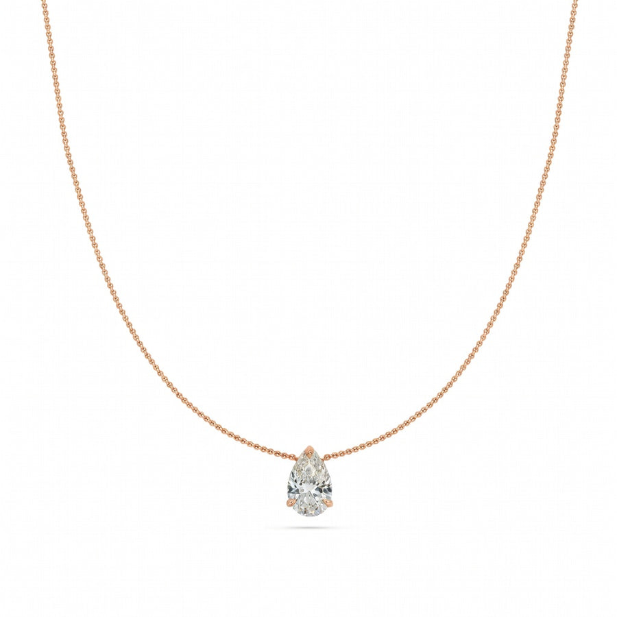 1.5 Ct Pear Cut Diamond Pendant Necklace VS1 D-F White Gold 14k