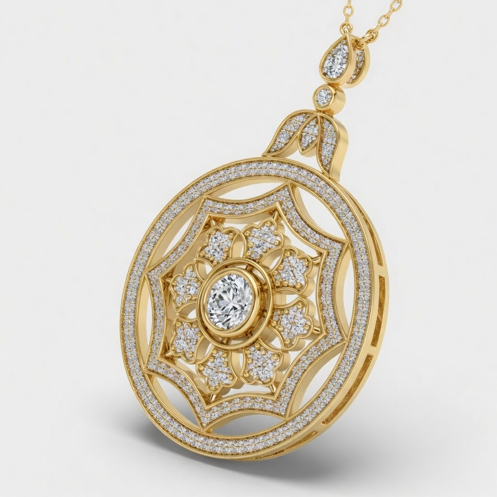 14K White Gold Vintage-Style Round Lab-Grown Diamond Pendant (2.00 CTW – D–F / VS1–VS2)
