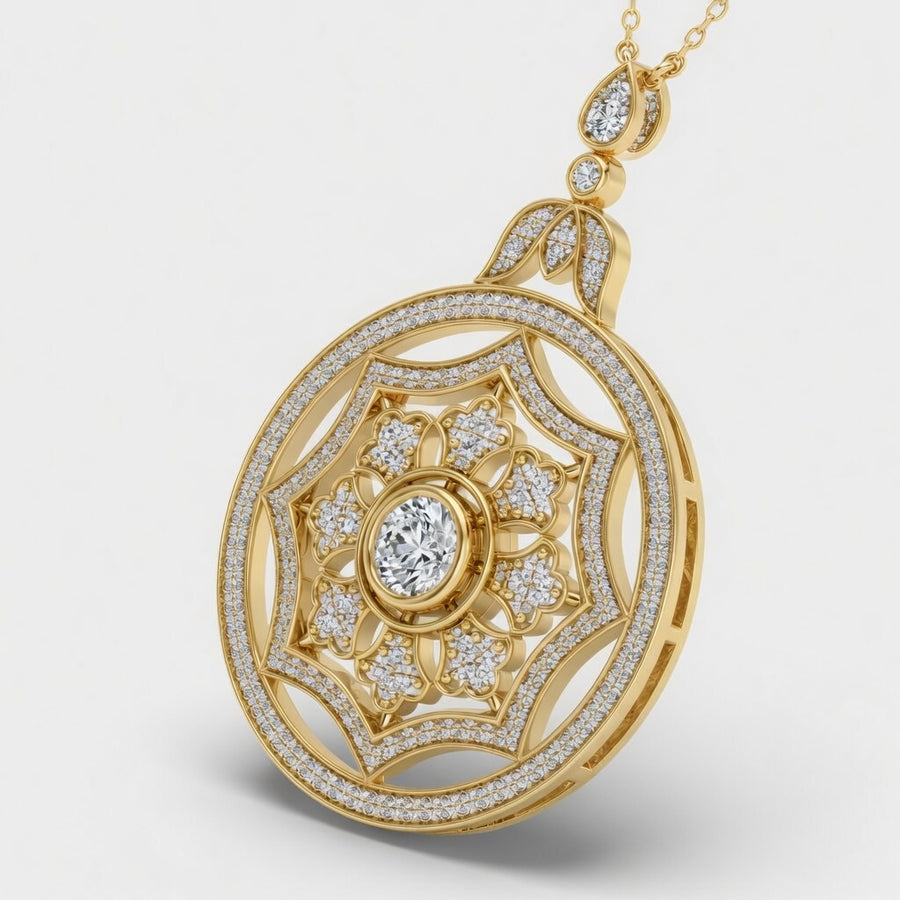 14K White Gold Vintage-Style Round Lab-Grown Diamond Pendant (2.00 CTW – D–F / VS1–VS2)
