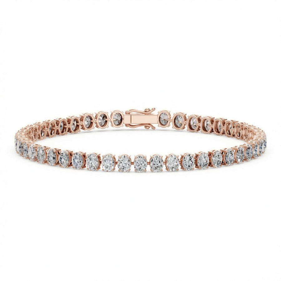 8.33 Carat Oval Cut Diamond Tennis Bracelet VS1 D F White Gold 14k