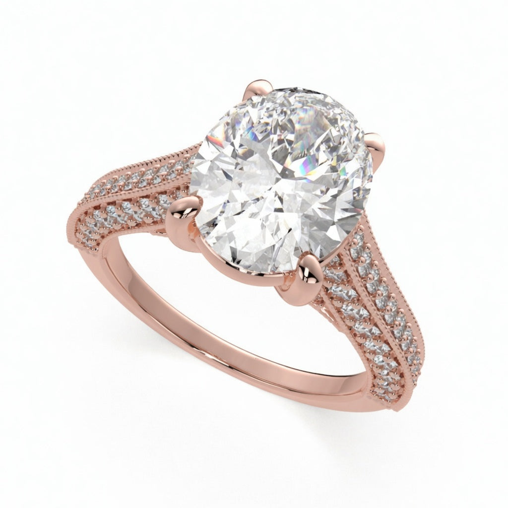 Martina 4.75 Carat Oval Cut Pave Engagement Ring