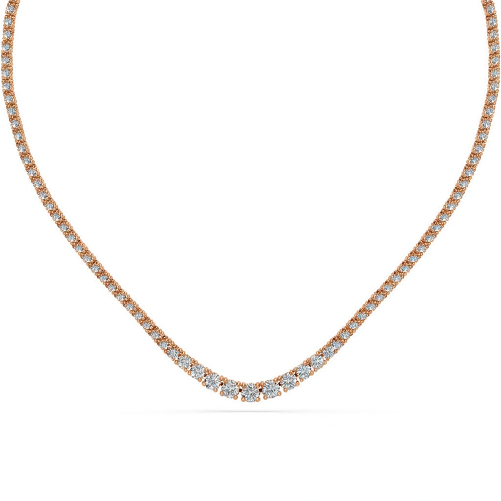 15 Ct Round Cut Diamond Tennis Necklace VS1 D-F White Gold 14k