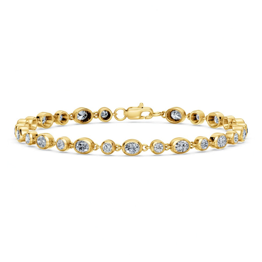 3.38 Carat Oval Round Cut Diamond Tennis Bracelet VS1 D F White Gold 14k
