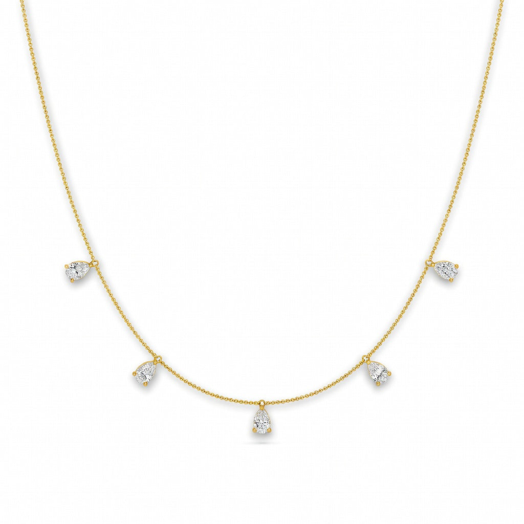 1.6 Ct Pear Cut Diamond Chain Necklace VS1 D-F White Gold 14k