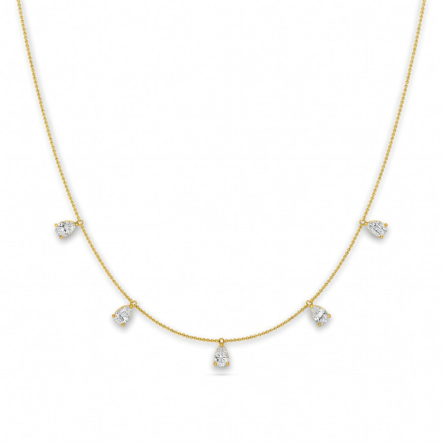 1.6 Ct Pear Cut Diamond Chain Necklace VS1 D-F White Gold 14k