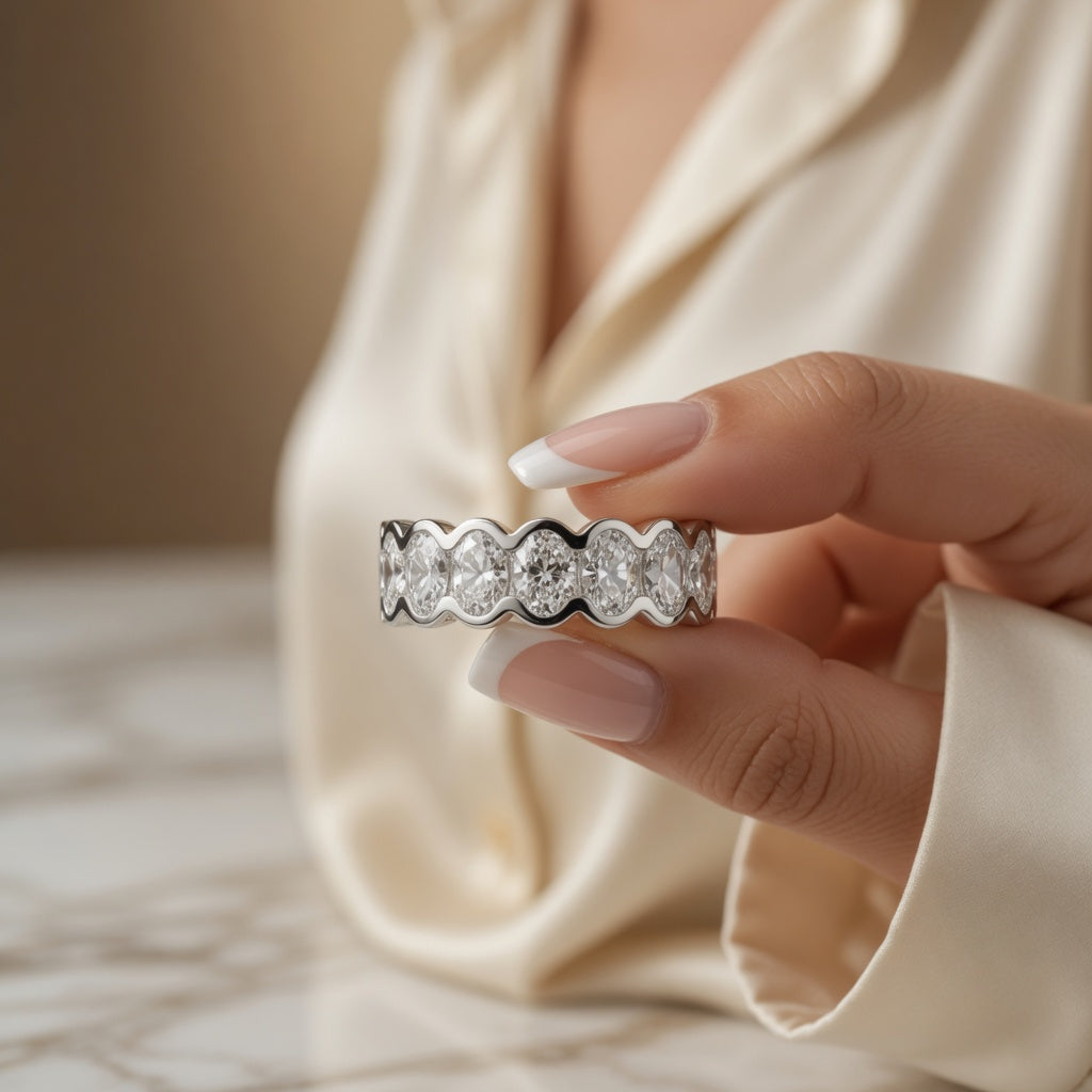 3.78 CT Lab-Grown Diamond Eternity Ring in 14K White Gold (D–F / VS1–VS2)