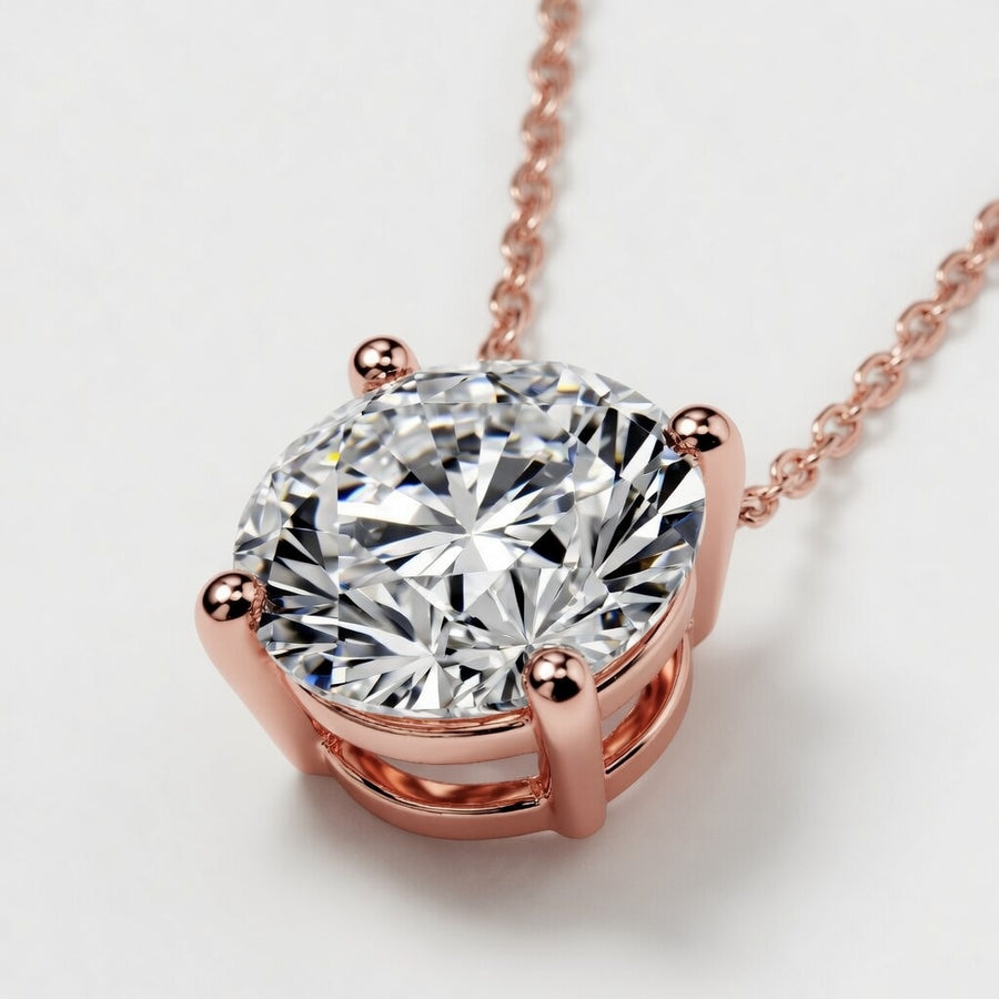 3.00 Carat Round Cut Lab-Grown Diamond Solitaire Pendant VS1–VS2 D–F 14K White Gold