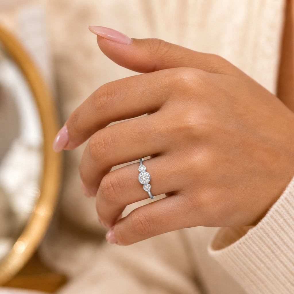 14K Solid Gold Lab-Grown Diamond 3-Stone Fashion Ring (1.00 CTW – D–F / VS1–VS2)