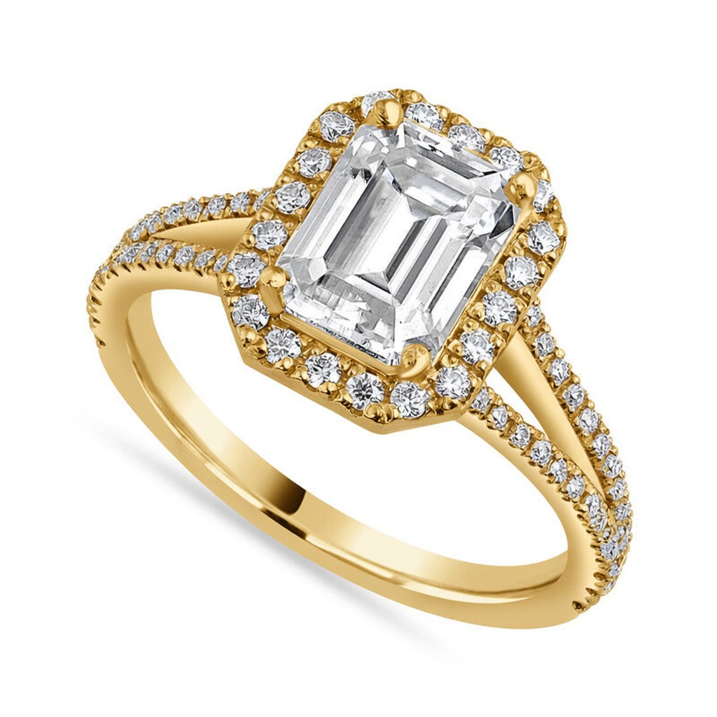 Julia 3.4 ct Lab Grown Radiant Cut Pave Split Shank Diamond Engagement Ring