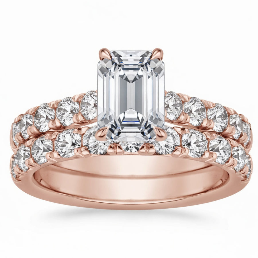 1.95 CT Anthology Lab-Grown Diamond 2PCS Bridal Set in 14K White Gold – French Pavé Wedding Ring Design