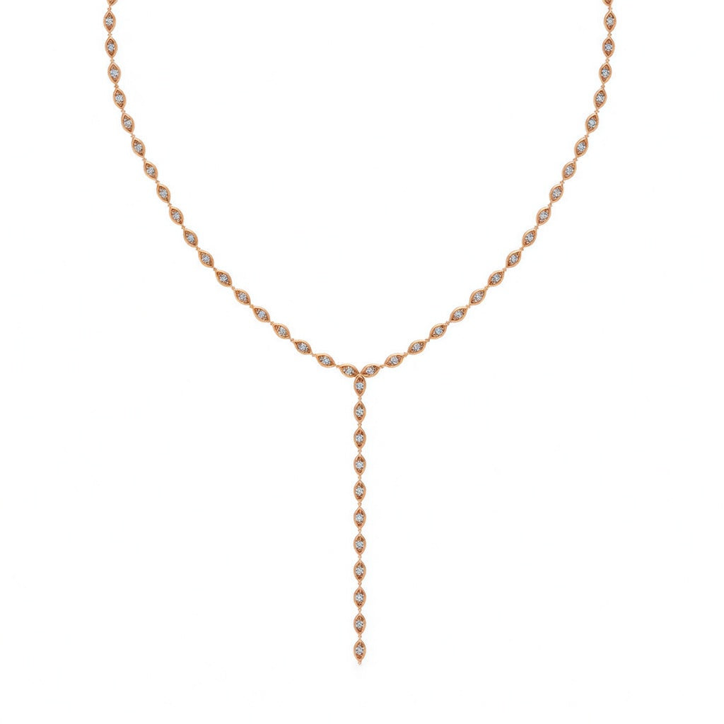 5.2 Ct Marquise Cut Diamond Lariat Necklace VS1 D-F White Gold 14k