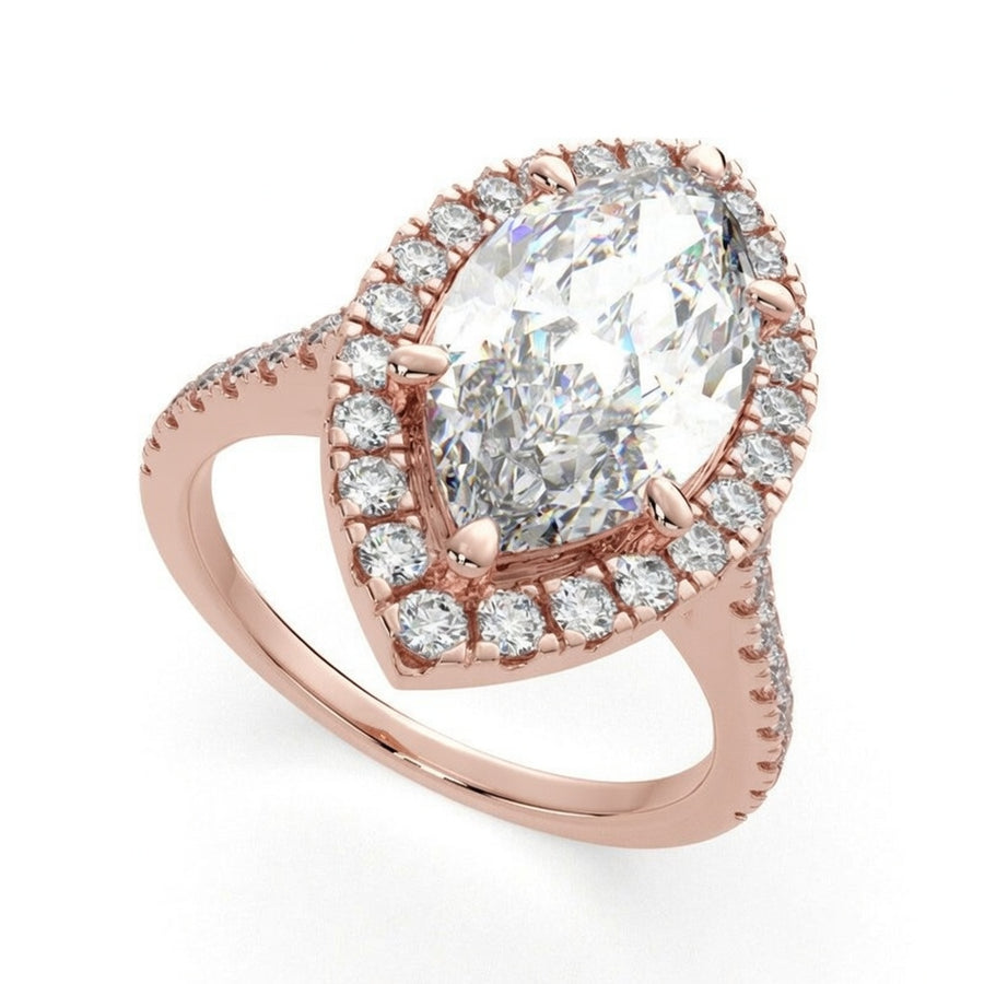 Isadora 3.4 Carat Marquise Cut Halo Pave Engagement Ring
