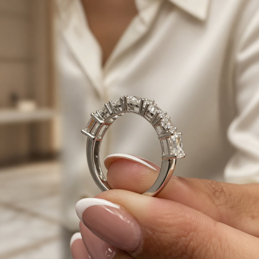 2.06 CT Lab-Grown Diamond Half Eternity Band in 14K White Gold (D–F / VS1–VS2)