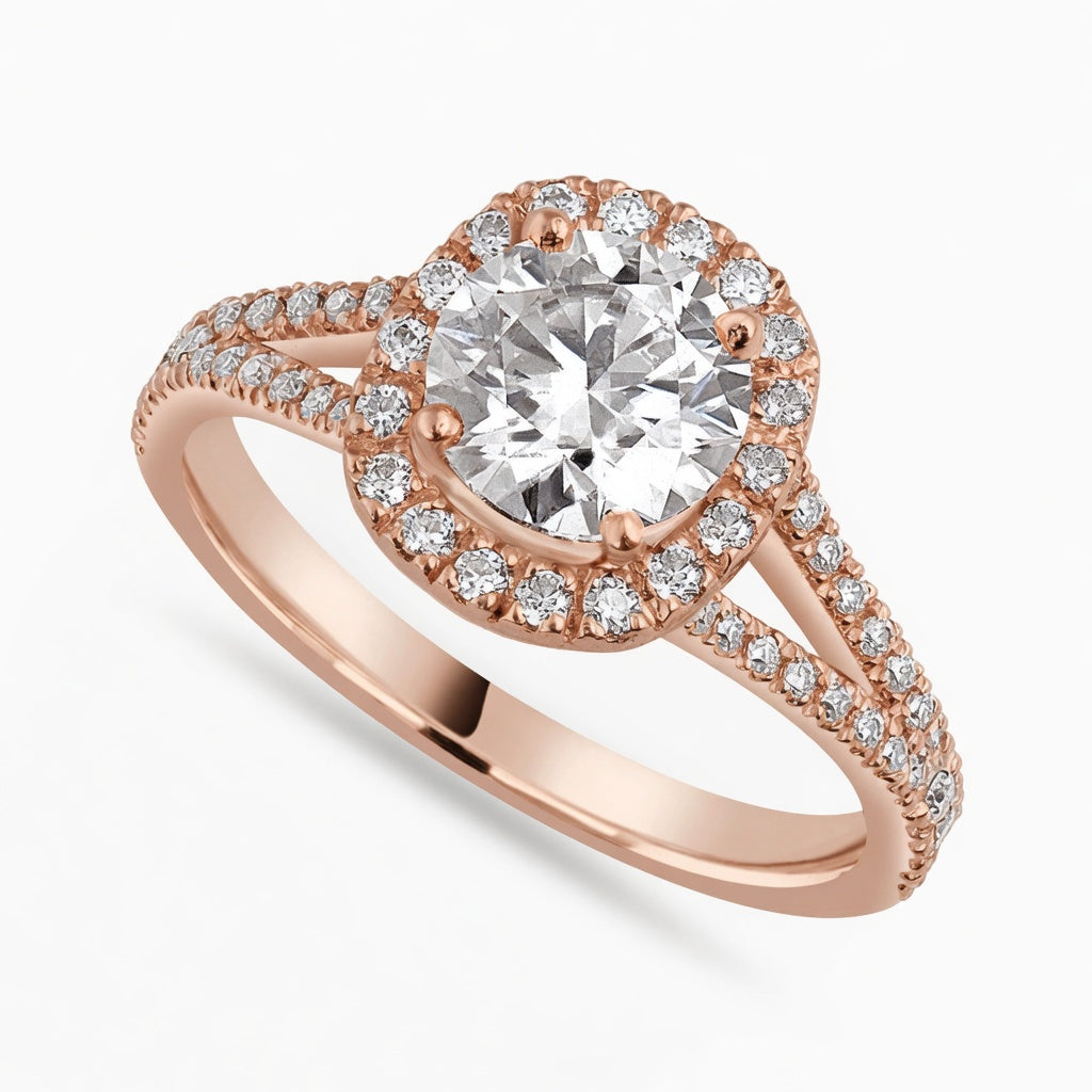 Elise 1.91 ct Lab Grown Cushion Cut Split Shank Pave Diamond Engagement Ring