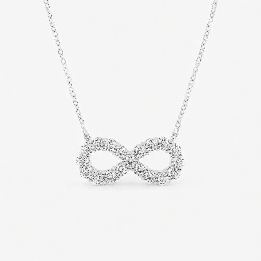 1.00 CTW Round Lab-Grown Diamond Infinity Pendant with Adjustable Chain (D–F / VS1–VS2)