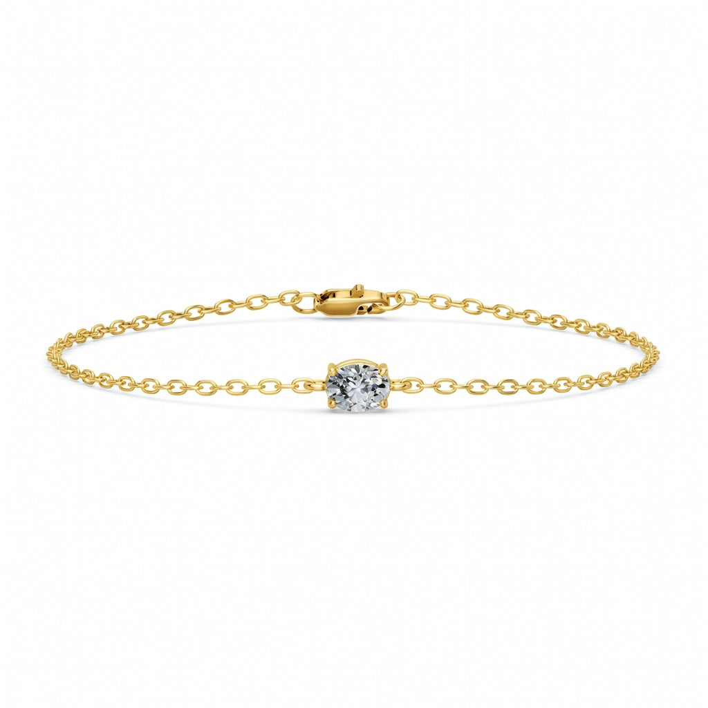 0.55 Carat Oval Cut Diamond Chain Bracelet VS1 D F White Gold 14k