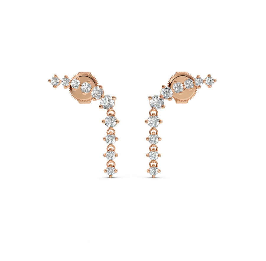 1.33 ct Round Cut Dangle/Drop Prong Diamond Earrings VS1 D White Gold 14k