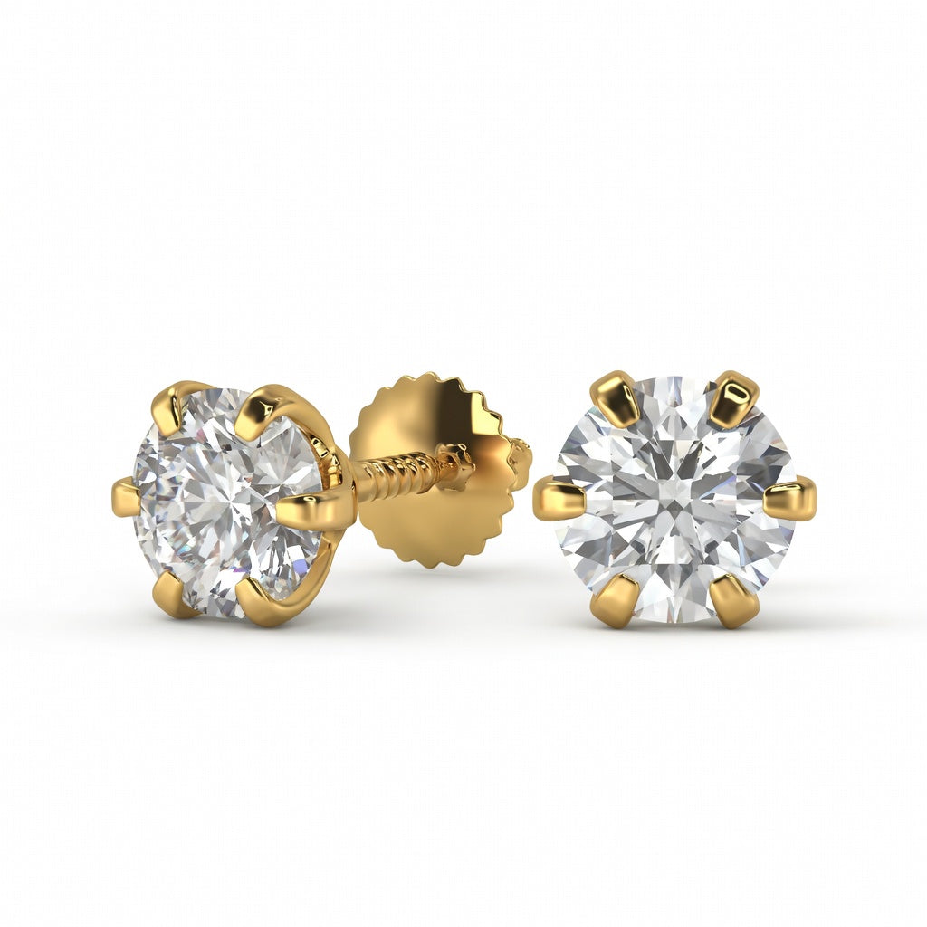 4 Ct Round Cut Victorian Stud Diamond Earrings VS1 D Screw Back