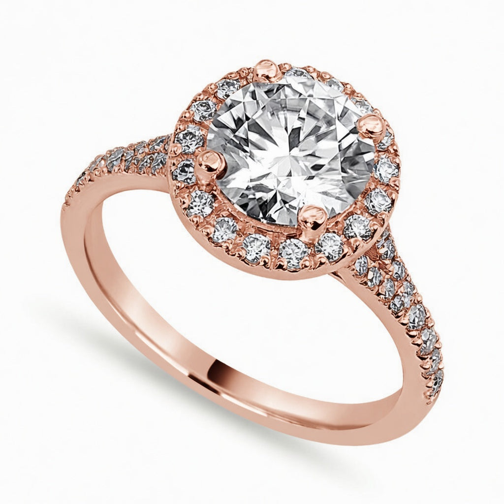 Lucia 2.62 ct Lab Grown Cushion Cut Double Claw Pave Diamond Engagement Ring