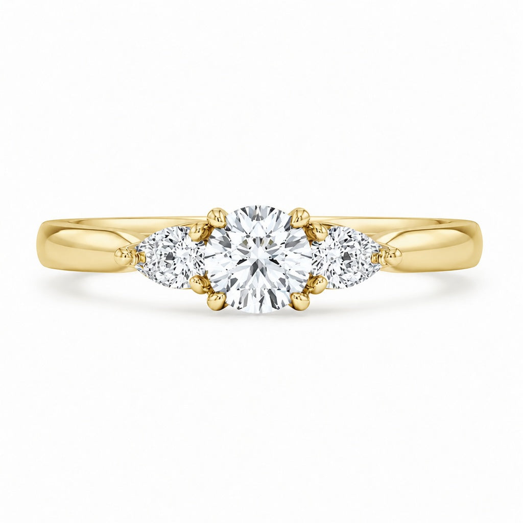 1.80 CT Pear Cut Lab-Grown Diamond Three-Stone Engagement Ring in 14K White Gold – Classic Trilogy Design