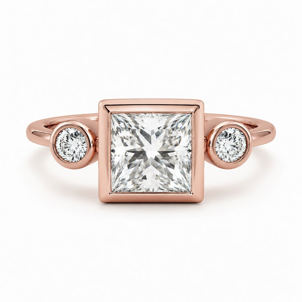 2.00 CT Princess Cut Lab-Grown Diamond Three-Stone Engagement Ring in 14K White Gold – Classic Trilogy Design