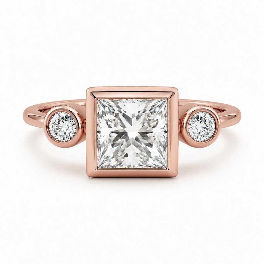 2.00 CT Princess Cut Lab-Grown Diamond Three-Stone Engagement Ring in 14K White Gold – Classic Trilogy Design