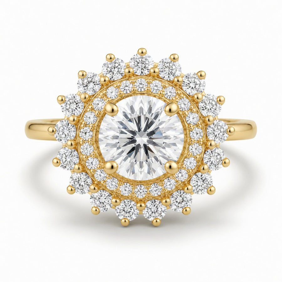1.00 CT Round Lab-Grown Diamond Double Halo Engagement Ring in 14K White Gold