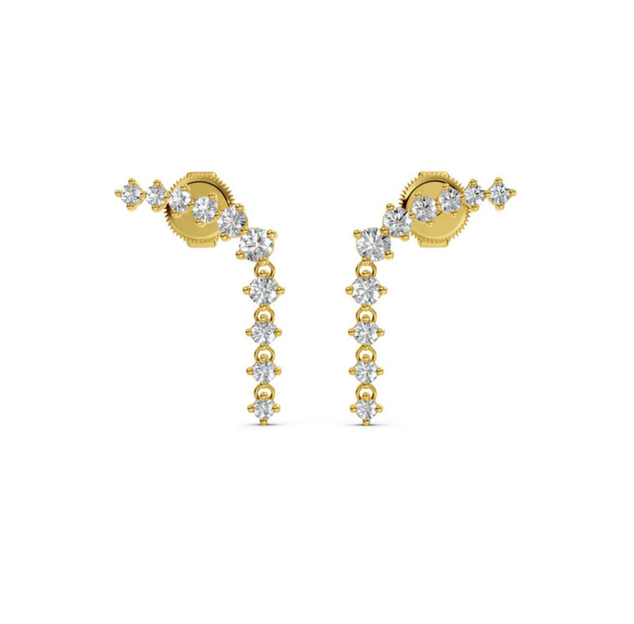 1.33 ct Round Cut Dangle/Drop Prong Diamond Earrings VS1 D White Gold 14k
