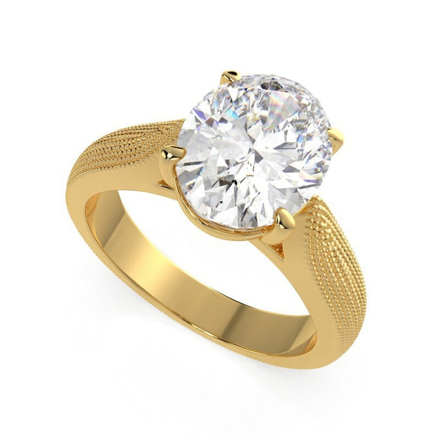 Valentina 2 Carat Oval Cut Solitaire Tapered Milgrain Engagement Ring