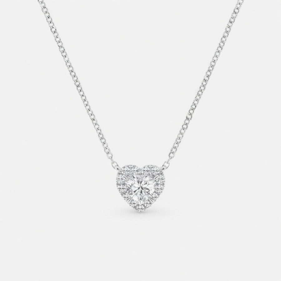 1.00 CTW Heart Lab-Grown Diamond Halo Pendant (D–F / VS1–VS2)