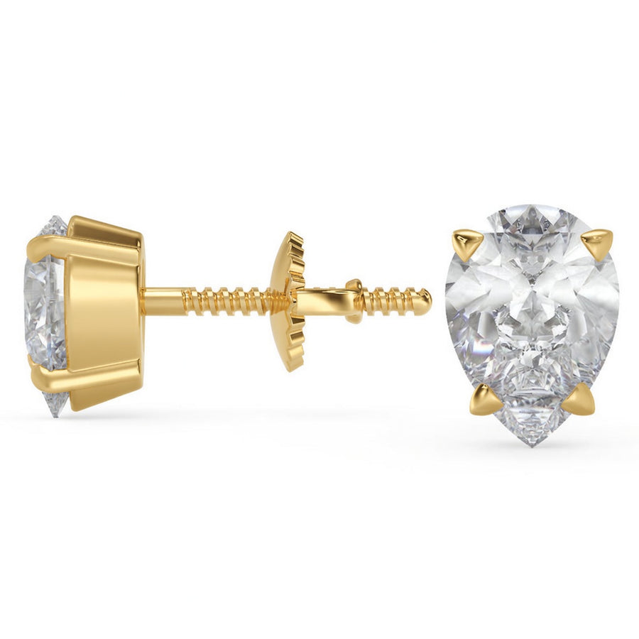 5.5 Ct Pear Cut Basket Stud Diamond Earrings VS1 D Screw Back 18k