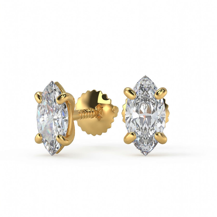 4 Ct Marquise Cut Stud Diamond Earrings VS1 D Screw Back White Gold 14k