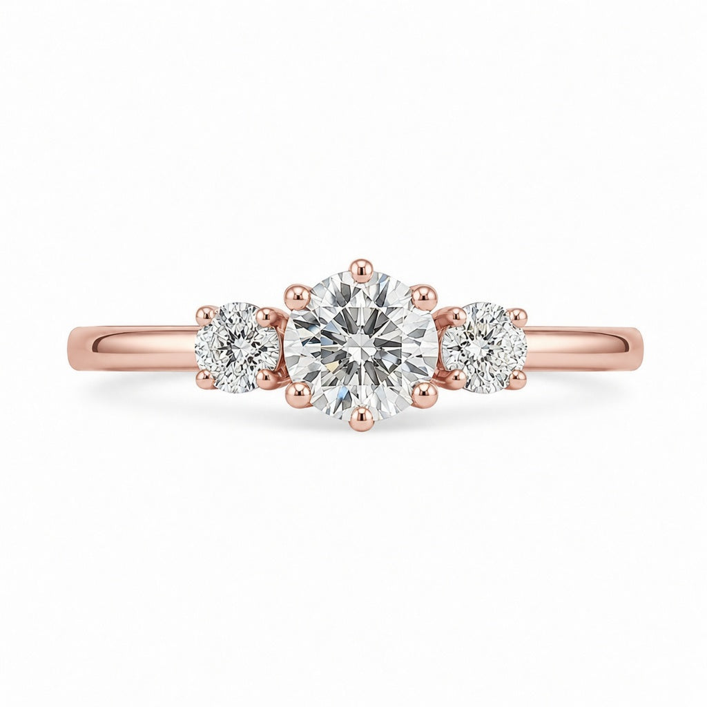 1.00 CT Brilliant Round Cut Lab-Grown Diamond Three-Stone Engagement Ring in 14K White Gold – Genuine Trilogy Wedding Design