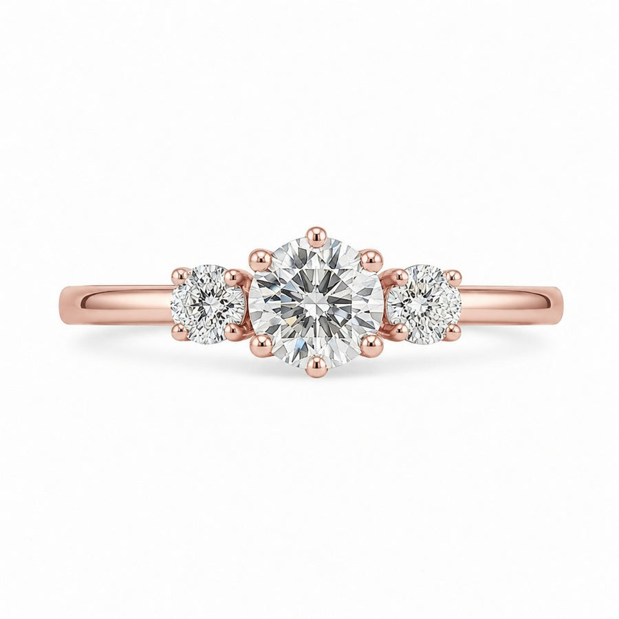 1.00 CT Brilliant Round Cut Lab-Grown Diamond Three-Stone Engagement Ring in 14K White Gold – Genuine Trilogy Wedding Design