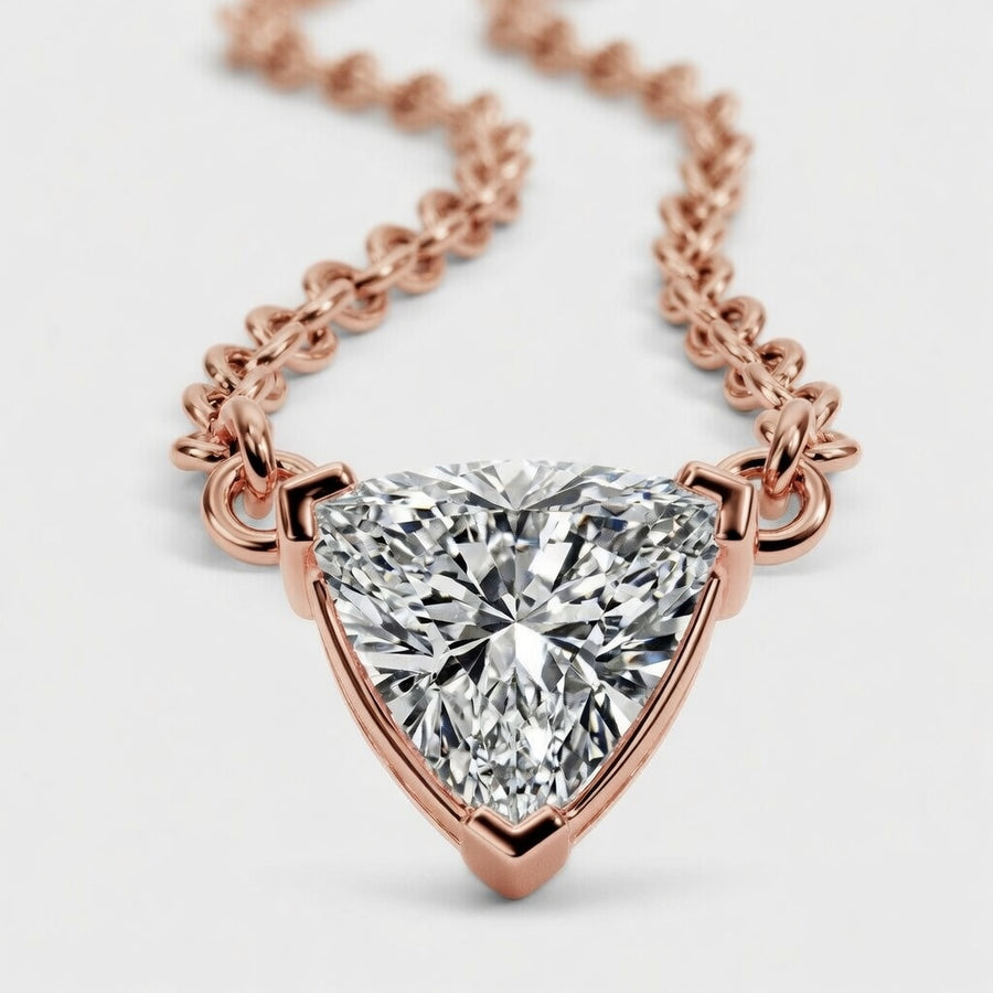 1.00 CTW Näas Ethereal Trillion Lab-Grown Diamond Solitaire Pendant with Adjustable Chain (D–F / VS1–VS2)